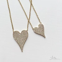 Shy Creation 0.21 ctw Pave Diamond Heart Necklace in 14k Rose Gold