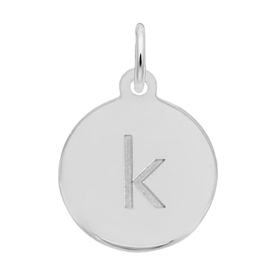 Lower Case Block K Initial Charm in Sterling Silver