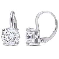 Created Round-Cut Moissanite Earrings in 14k White Gold