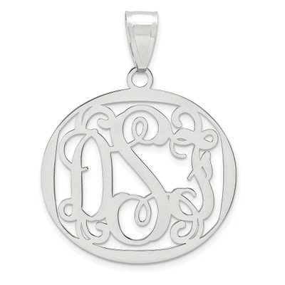 Round 25x28 Monogram Pendant in Sterling Silver (up to 3 letters)