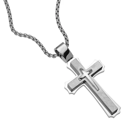 Men's Stainless Steel Three-Layer Cross Necklace