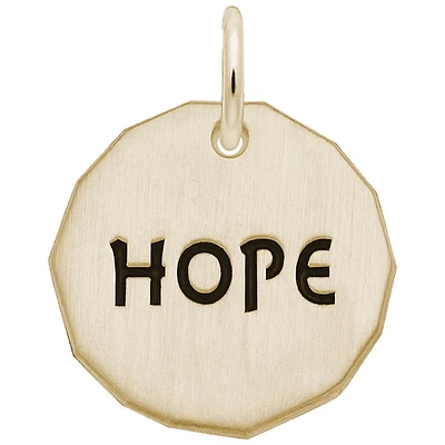 Hope Tag with Heart Charm in 10k Yellow Gold