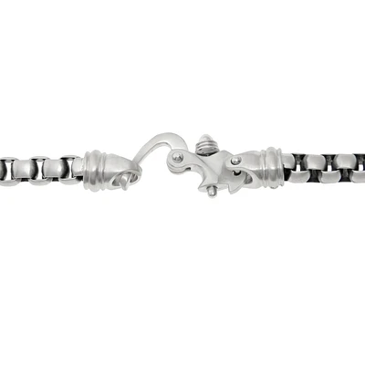 Men's Stainless Steel Brushed Round Box Chain Bracelet