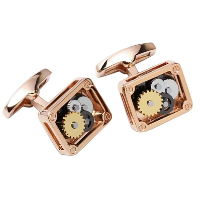 Men’s Square Multi-Gear Cufflinks in Rose Gold