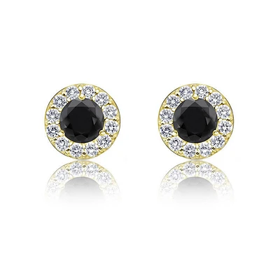 Black Diamond 1/4ct. Halo Stud Earrings in 14k Yellow Gold