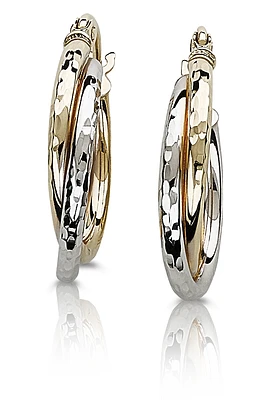 Criss-Cross Etched Two-Tone Hoop Earrings