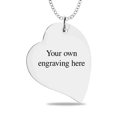 Fingerprint and Handwriting Heart Pendant in Sterling Silver