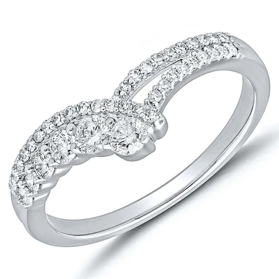 Brilliant-Cut 3/8ctw. Diamond Double Row Contour Band in 10k White Gold