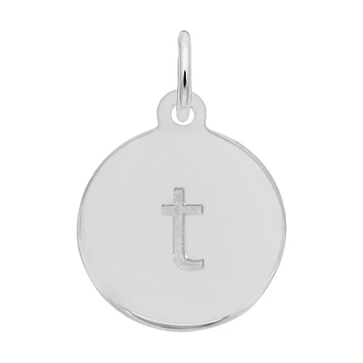 Lower Case Block T Initial Charm in Sterling Silver