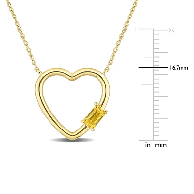 Citrine Open Heart Necklace in 10k Yellow Gold