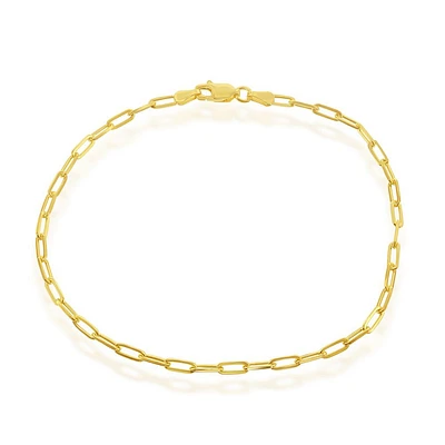 Paperclip 2.8mm 9" Anklet in Gold Plated Sterling Silver