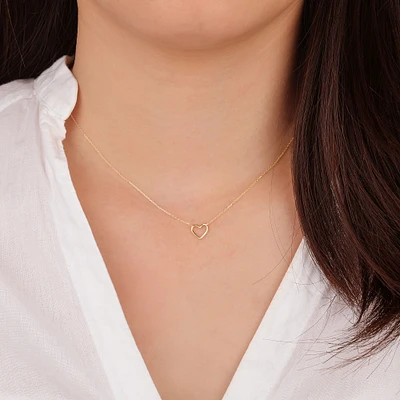 Open Heart Necklace in 14k Yellow Gold