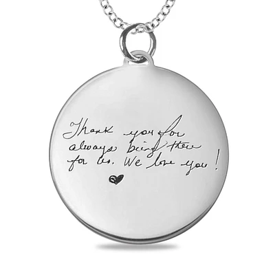 Handwriting Disc Pendant in Sterling Silver