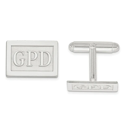 Raised Letters Rectangle Monogram Cuff Links in Sterling Silver (up to 3 letters)