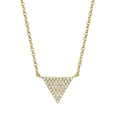 Shy Creation 0.13 ctw Pave Diamond Triangle Necklace in 14k Yellow Gold