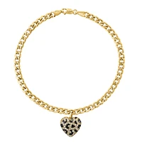 EFFY .20ctw. Diamond Heart Charm Link Bracelet 7" in 14k Yellow Gold