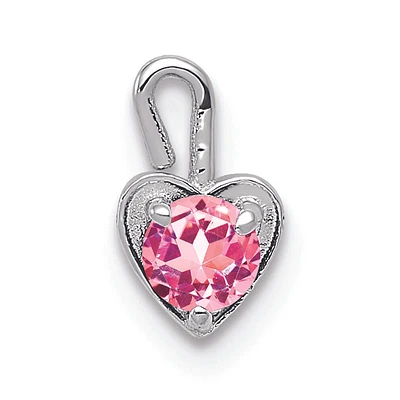 October Synthetic Birthstone Heart Charm in 14k White Gold