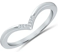 Brilliant-Cut Diamond Chevron Accent Stackable Ring in 10k White Gold