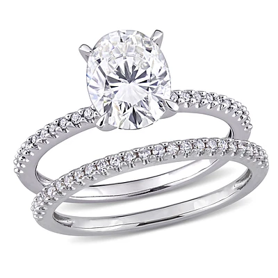 Created Moissanite 2ctw. Solitaire Bridal Set 14k White Gold