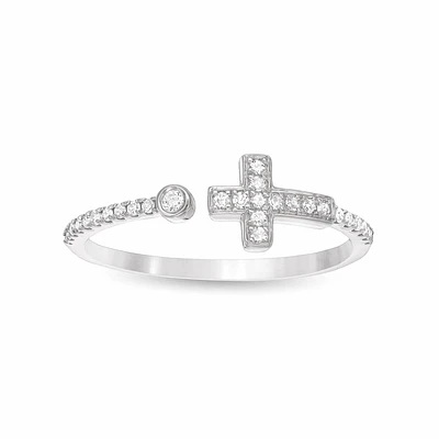 Diamond Cross Ring in Sterling Silver