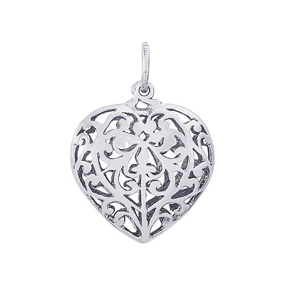 Filigree Heart Sterling Silver Charm