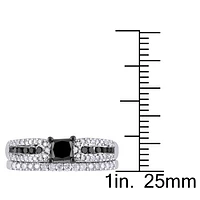 Princess-Cut 1ctw Black Diamond Bridal Set in Sterling Silver