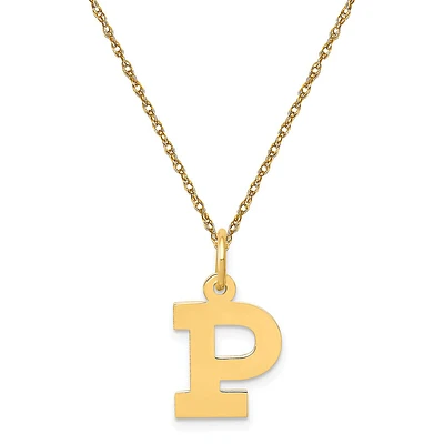 Small Block Initial Necklace in 14k Yellow Gold