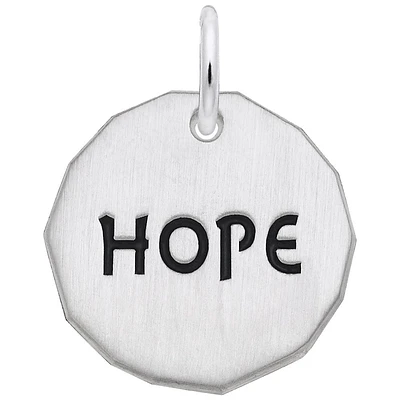 Hope Tag with Heart Charm in Sterling Silver