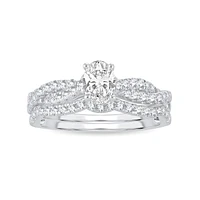 Lab Grown Oval-Cut Diamond 1ctw. Twist Bridal Set in 10k White Gold