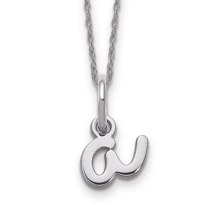 Script A Initial Necklace in 14k White Gold