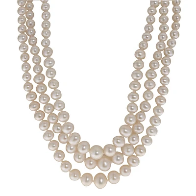 Imperial Pearl Graduated 3-Strand Freshwater Pearl Necklace