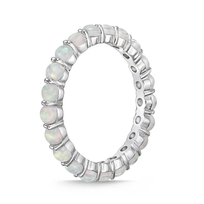 Created Opal Eternity Band in Sterling Silver