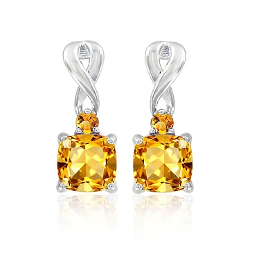 Citrine Drop Twist Earrings in Sterling Silver