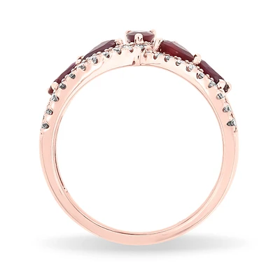 Pear-Shaped Ruby Diamond Ring in 10k Rose Gold