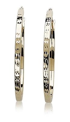 Patterned Sleek Solid 14k Yellow Gold Hoop Earrings