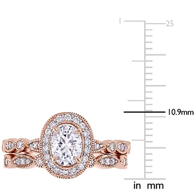 Oval-Cut Created Moissanite Halo Infinity Bridal Set in 10k Rose Gold