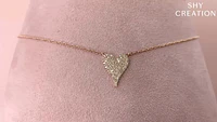 Shy Creation 0.21 ctw Pave Diamond Heart Necklace in 14k Rose Gold