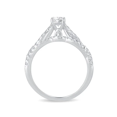 Lab Grown Oval-Cut Diamond 1ctw. Twist Bridal Set in 10k White Gold