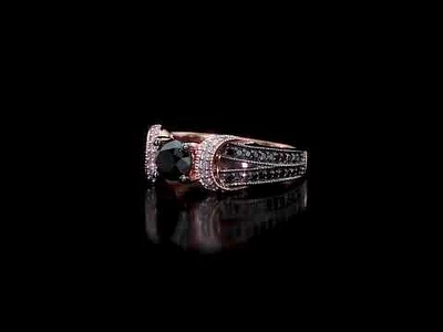 Round Black Diamond 1ctw. Split Shank Engagement Ring in 10k Rose Gold