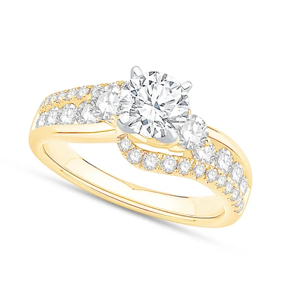 Brilliant-Cut Lab Grown 2ctw. Diamond Bypass Multi-Row Engagement Ring in 14k Yellow Gold