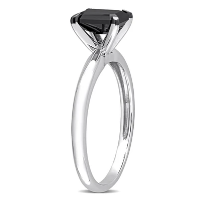 Emerald-Cut 1ctw. Black Diamond Solitaire Engagement Ring in 14k White Gold