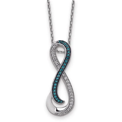 Blue & White Diamond Infinity Pendant in 14k White Gold
