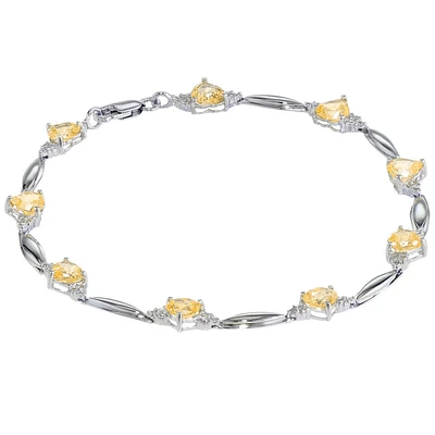 Citrine Heart Bracelet in Sterling Silver