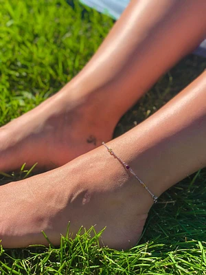 Rainbow Crystal Anklet in Sterling Silver