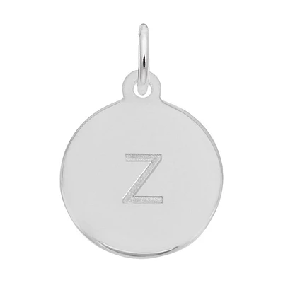 Lower Case Block Z Initial Charm in Sterling Silver