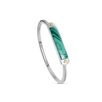 Malachite Small ID Cuff Bracelet in Sterling Silver