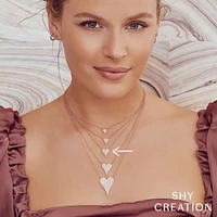 Shy Creation 0.21 ctw Pave Diamond Heart Necklace in 14k Rose Gold