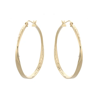 Mia, 14kt. YG Diamond Cut Twist Hoop Earrings