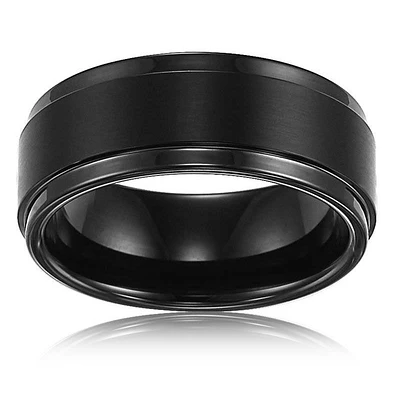 Triton Men's Black Tungsten Wedding Band 9mm