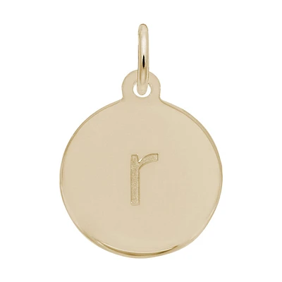 Lower Case Block R Initial Charm in Gold Plated Sterling Silver